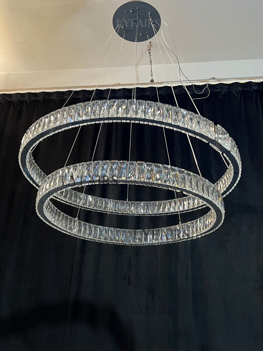 Modern Light Luxury Crystal Belt Ring Pendant Chandelier Suit for Living / dining Room / Bedroom