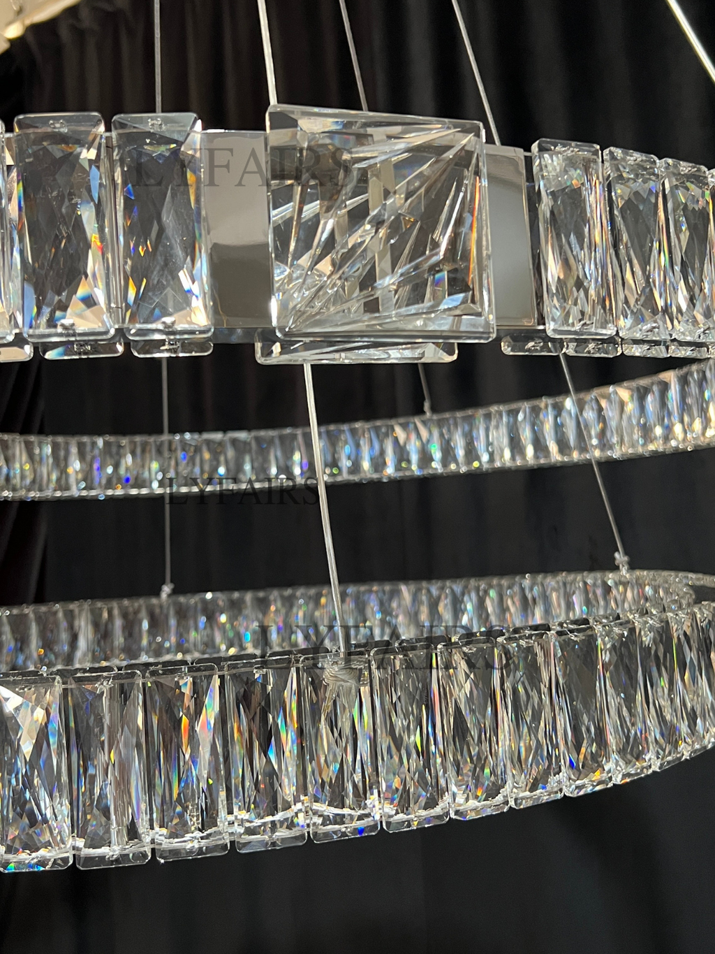 Modern Light Luxury Crystal Belt Ring Pendant Chandelier Suit for Living / dining Room / Bedroom