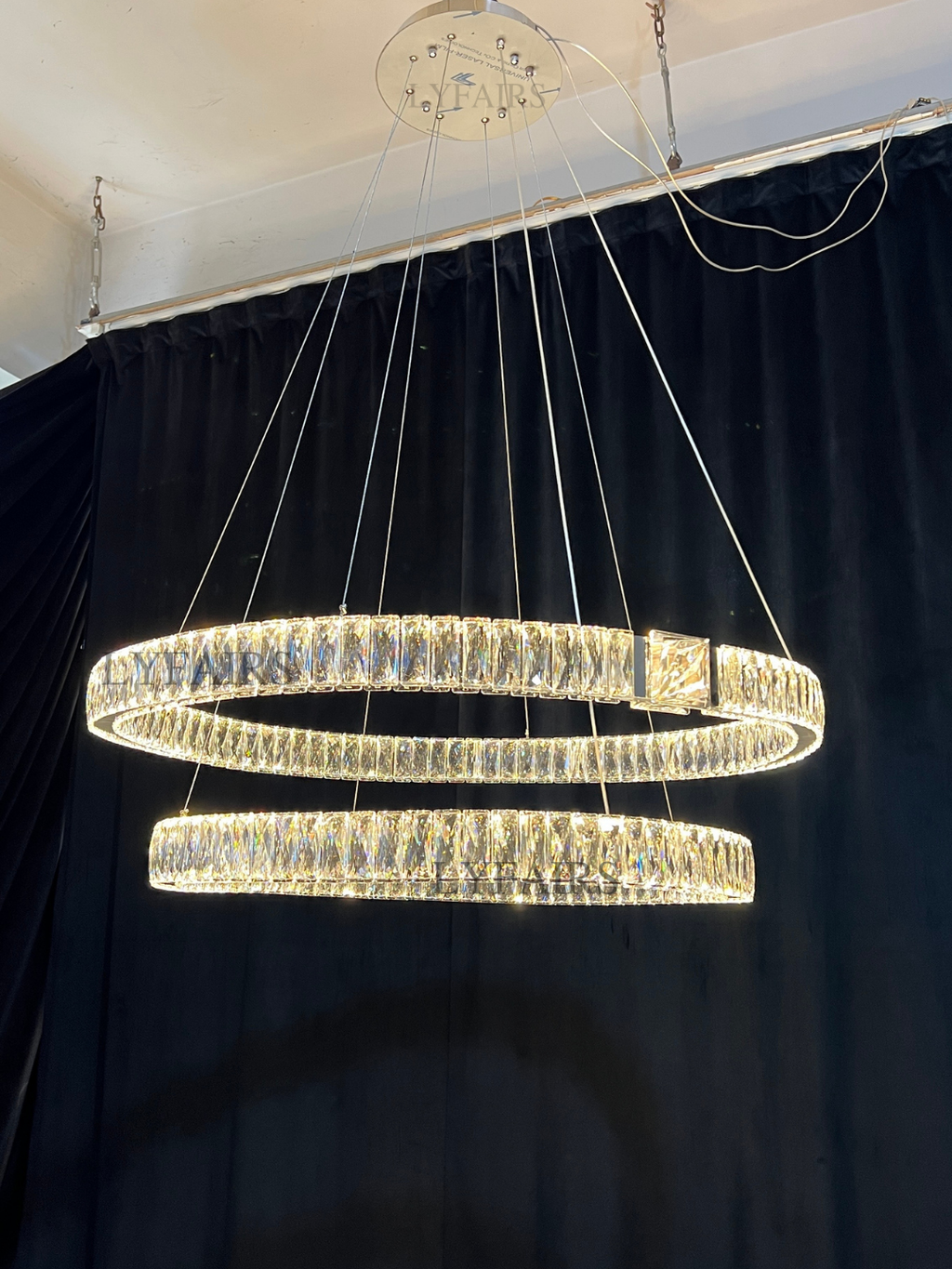 Modern Light Luxury Crystal Belt Ring Pendant Chandelier Suit for Living / dining Room / Bedroom
