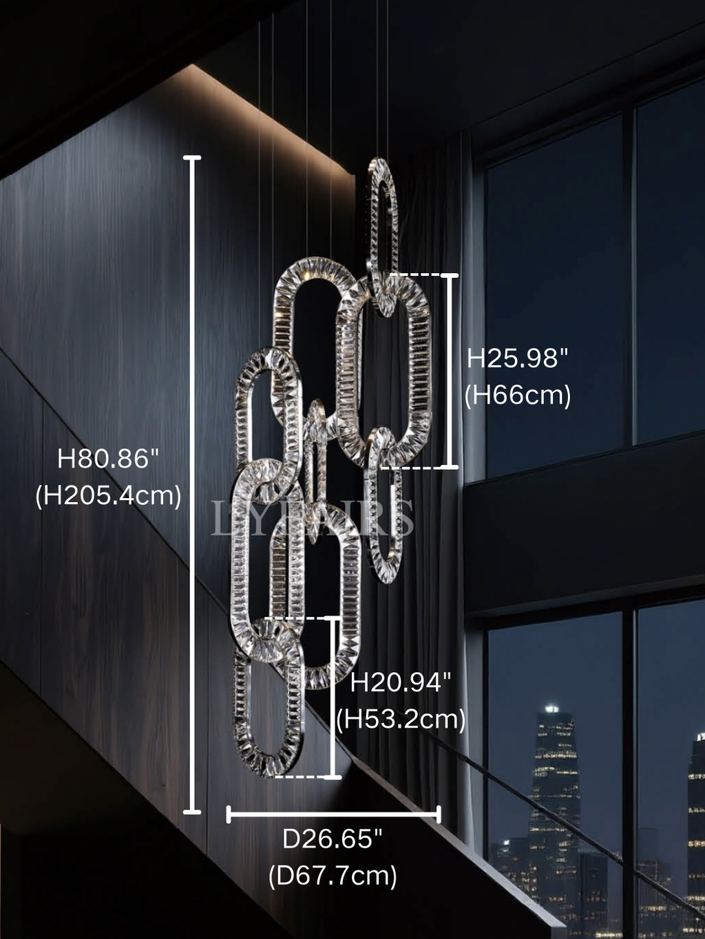 Modern Luxury Crystal Chain Cluster Chandelier for High Ceiling / dining Room