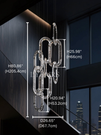 Modern Luxury Crystal Chain Cluster Chandelier for High Ceiling / dining Room