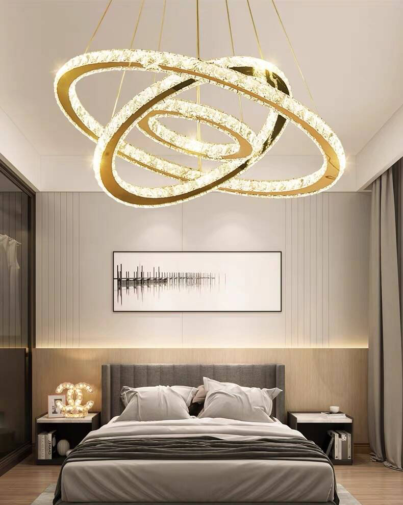 Light Luxury 5 / 6 / 7 Rings Crystal Chandelier for Staircase / foyer / villa