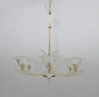 Vintage Italian 6-Arm Glass Chandelier for Low-Ceiling Bedroom / dining Room