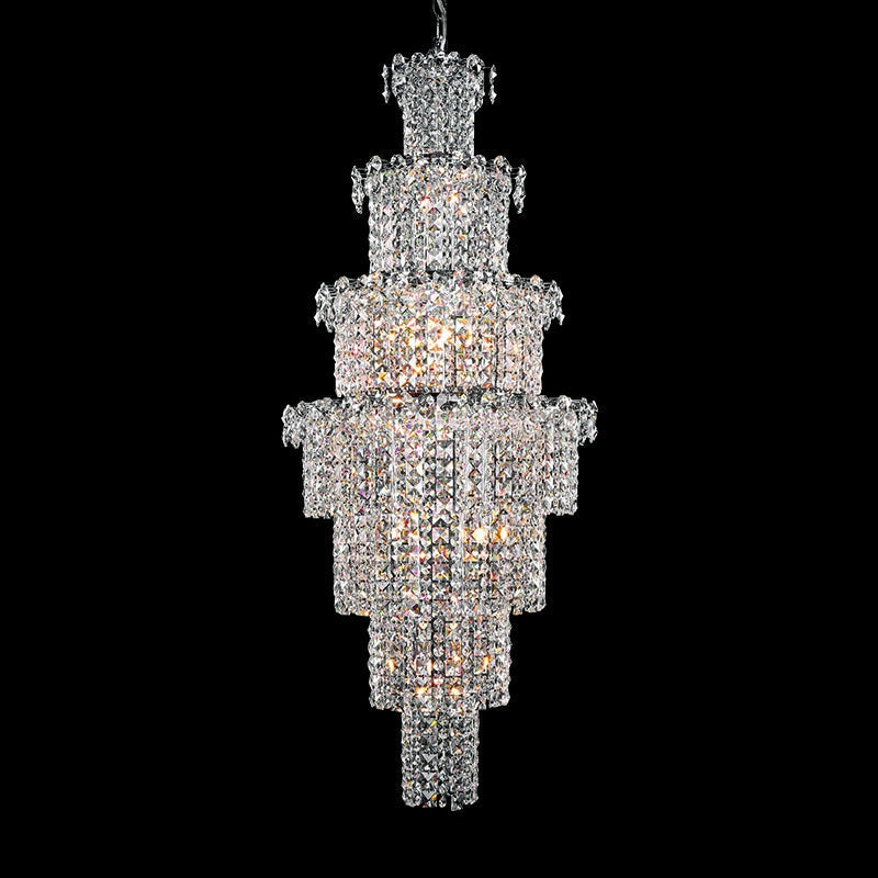 Large Multi-Pieces Crystal Chandelier Stylish Ceiling Light for Foyer Living Room Staircase