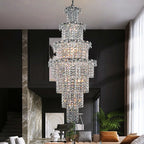 Large Multi-Pieces Crystal Chandelier Stylish Ceiling Light for Foyer Living Room Staircase
