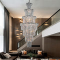 Large Multi-Pieces Crystal Chandelier Stylish Ceiling Light for Foyer Living Room Staircase