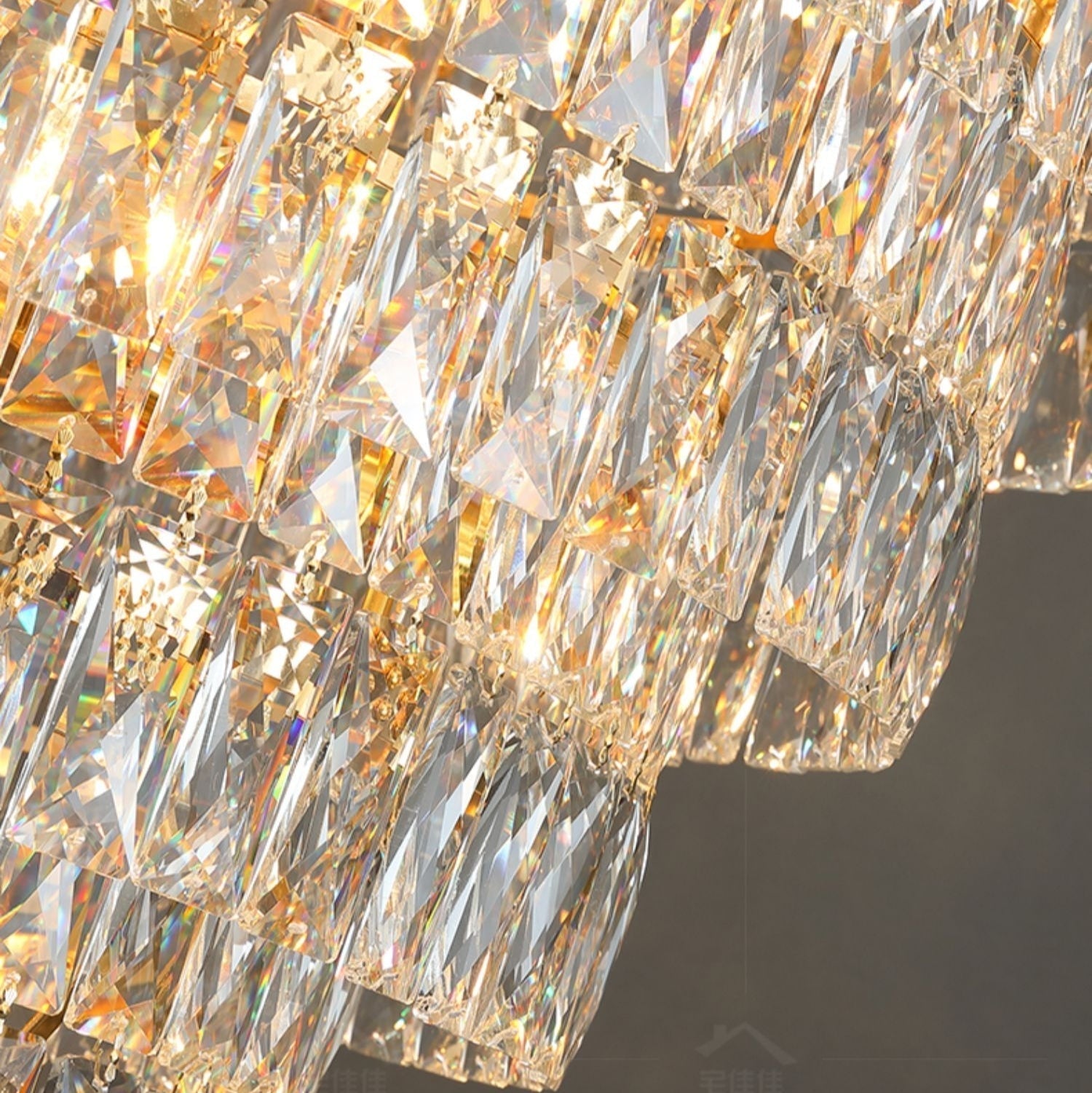Large Staircase Crystal Chandelier Living Room Ceiling Light for Hotel Entrance in Gold Finish
