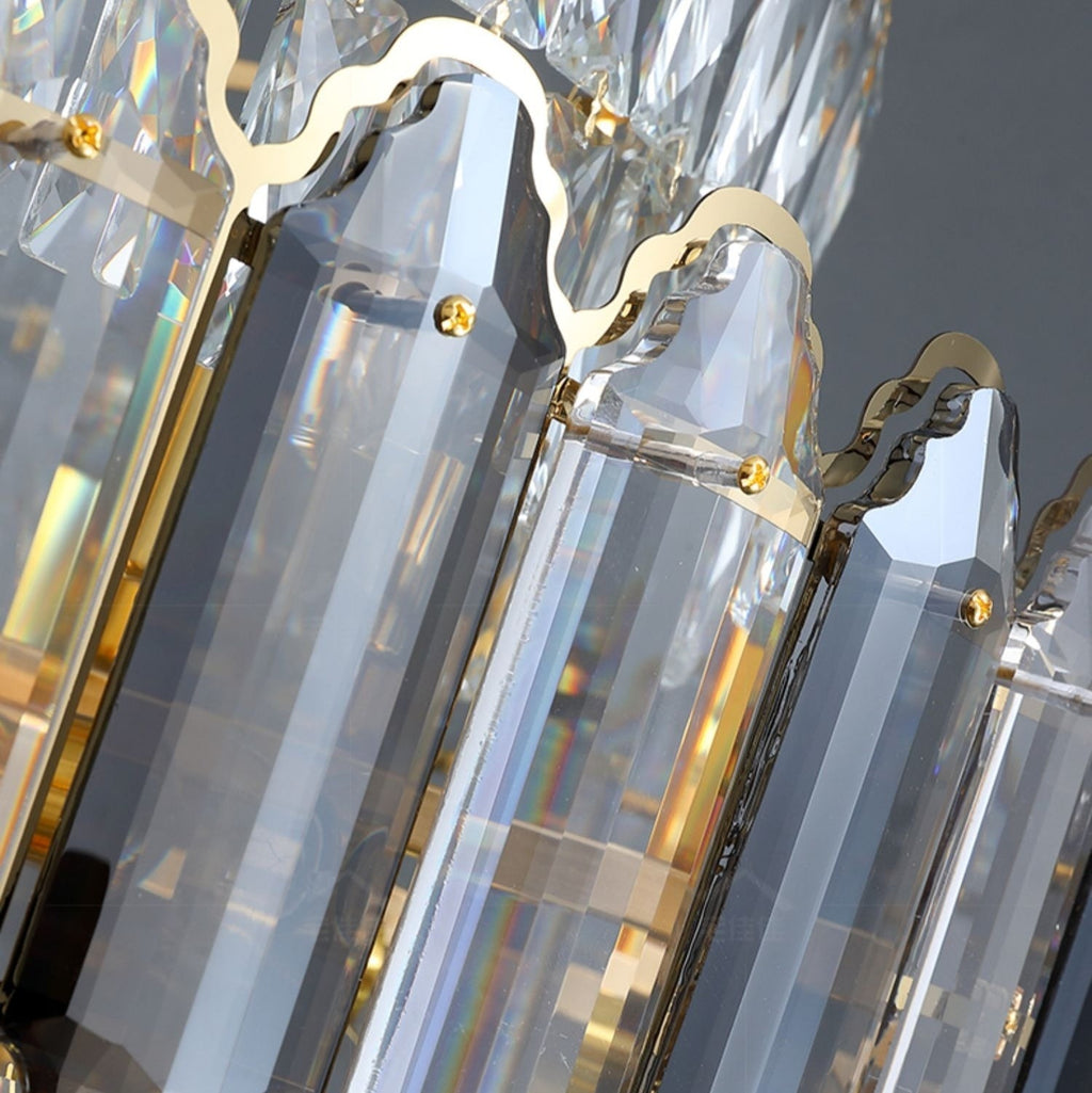 Large Staircase Crystal Chandelier Living Room Ceiling Light for Hotel Entrance in Gold Finish