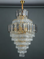 Large Staircase Crystal Chandelier Living Room Ceiling Light for Hotel Entrance in Gold Finish
