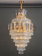 Large Staircase Crystal Chandelier Living Room Ceiling Light for Hotel Entrance in Gold Finish