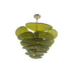 Textured Glass Leaf Green Chandelier