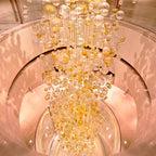 Long Staircase Glass Bubble Chandelier