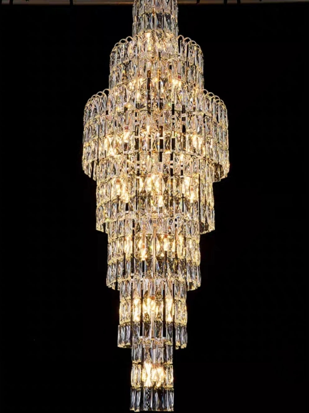 Long Crystal Staircase Chandelier Large Foyer Living Room Entryway Ceiling Light