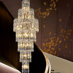 Long Crystal Staircase Chandelier Large Foyer Living Room Entryway Ceiling Light