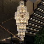 Long Crystal Staircase Chandelier Large Foyer Living Room Entryway Ceiling Light
