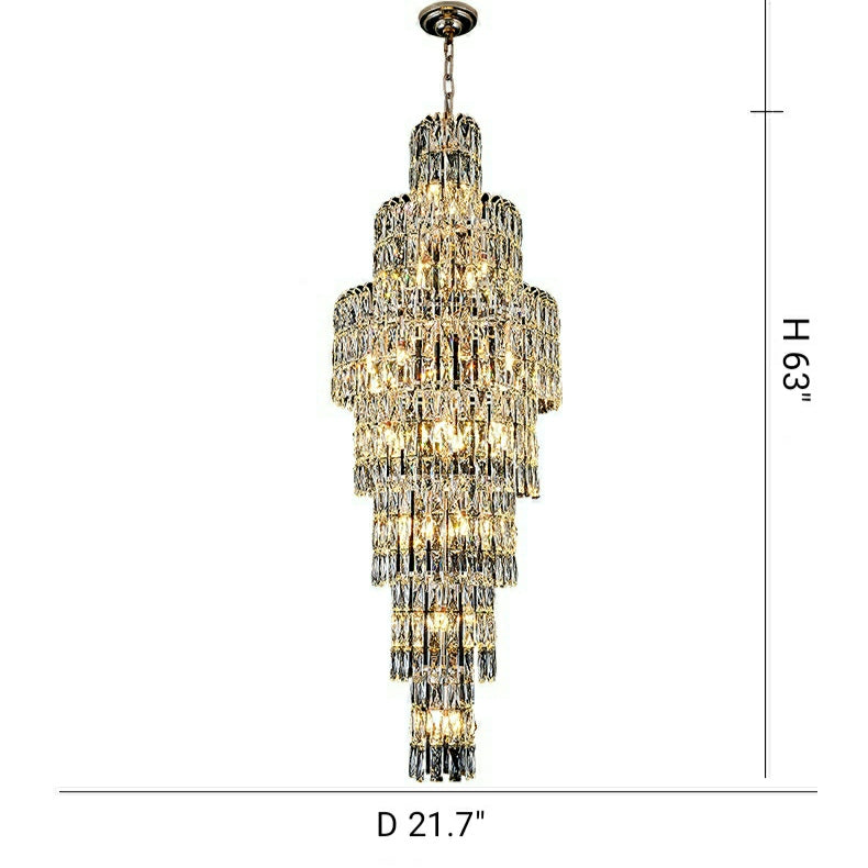 Long Crystal Staircase Chandelier Large Foyer Living Room Entryway Ceiling Light