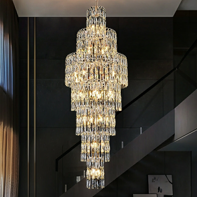 Long Crystal Staircase Chandelier Large Foyer Living Room Entryway Ceiling Light
