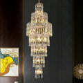 Long Crystal Staircase Chandelier Large Foyer Living Room Entryway Ceiling Light