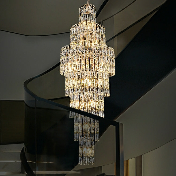 Long Crystal Staircase Chandelier Large Foyer Living Room Entryway Ceiling Light