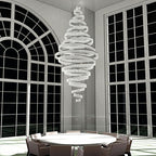 Long Crystal Tassel Rings Chandelier Extra Large Living Room Staircase High Ceiling Lighting