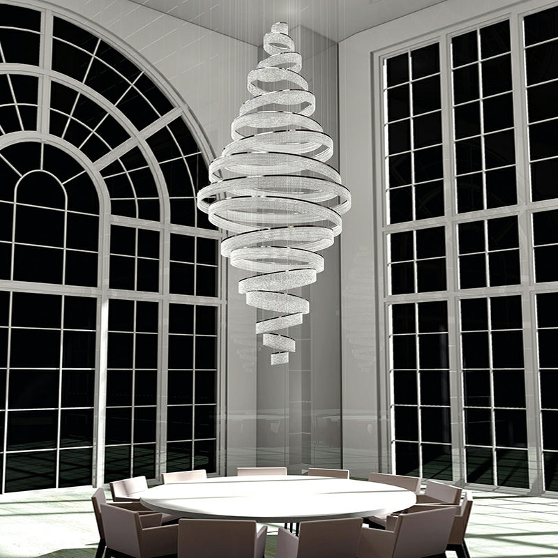 Long Crystal Tassel Rings Chandelier Extra Large Living Room Staircase High Ceiling Lighting