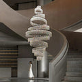Long Crystal Tassel Rings Chandelier Extra Large Living Room Staircase High Ceiling Lighting