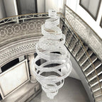 Long Crystal Tassel Rings Chandelier Extra Large Living Room Staircase High Ceiling Lighting