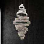 Long Crystal Tassel Rings Chandelier Extra Large Living Room Staircase High Ceiling Lighting