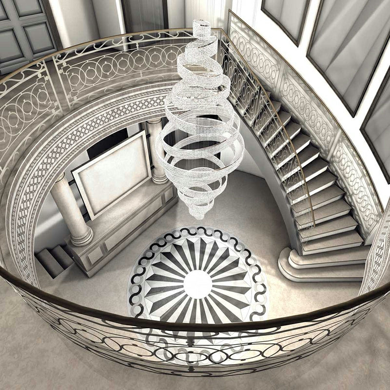 Long Crystal Tassel Rings Chandelier Extra Large Living Room Staircase High Ceiling Lighting
