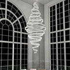 Long Crystal Tassel Rings Chandelier Extra Large Living Room Staircase High Ceiling Lighting