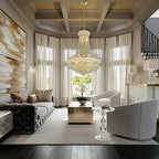 Luxury Empire Foyer K9 Crystal Chandelier Affordable Pendant Ceiling Light in Gold / Chrome Finish