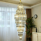 Luxury Large Foyer Staircase K9 Crystal Chandelier Long Ceiling Lighting for Living Room Hall
