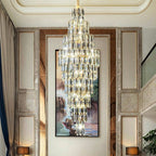 Luxury Large Foyer Staircase K9 Crystal Chandelier Long Ceiling Lighting for Living Room Hall