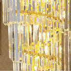 Luxury Gold Trimmed Long Crystal Chandelier Foyer Staircase Extra Large Ceiling Light