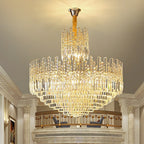Luxury Hotel Hallway Ceiling Lighting Large Round Crystal Chandelier for Foyer Living Room Staircase