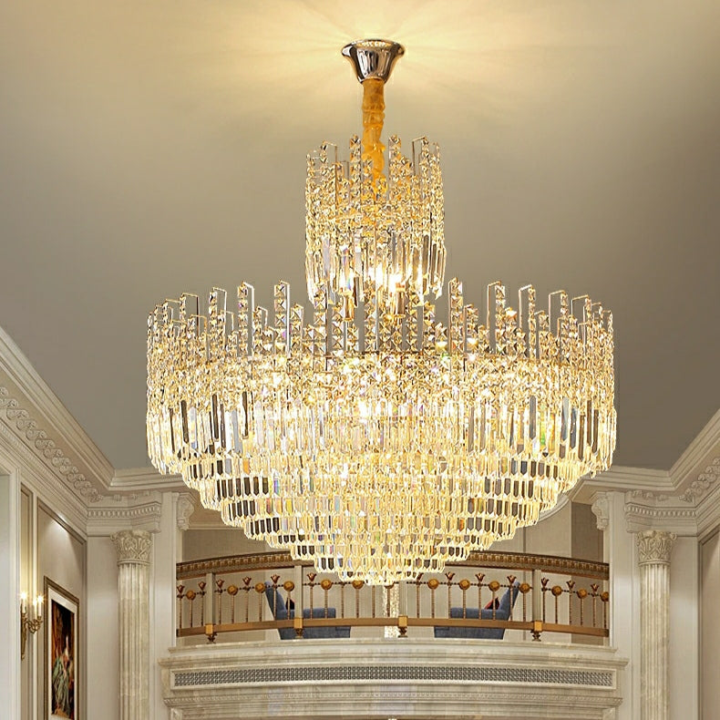 Luxury Hotel Hallway Ceiling Lighting Large Round Crystal Chandelier for Foyer Living Room Staircase