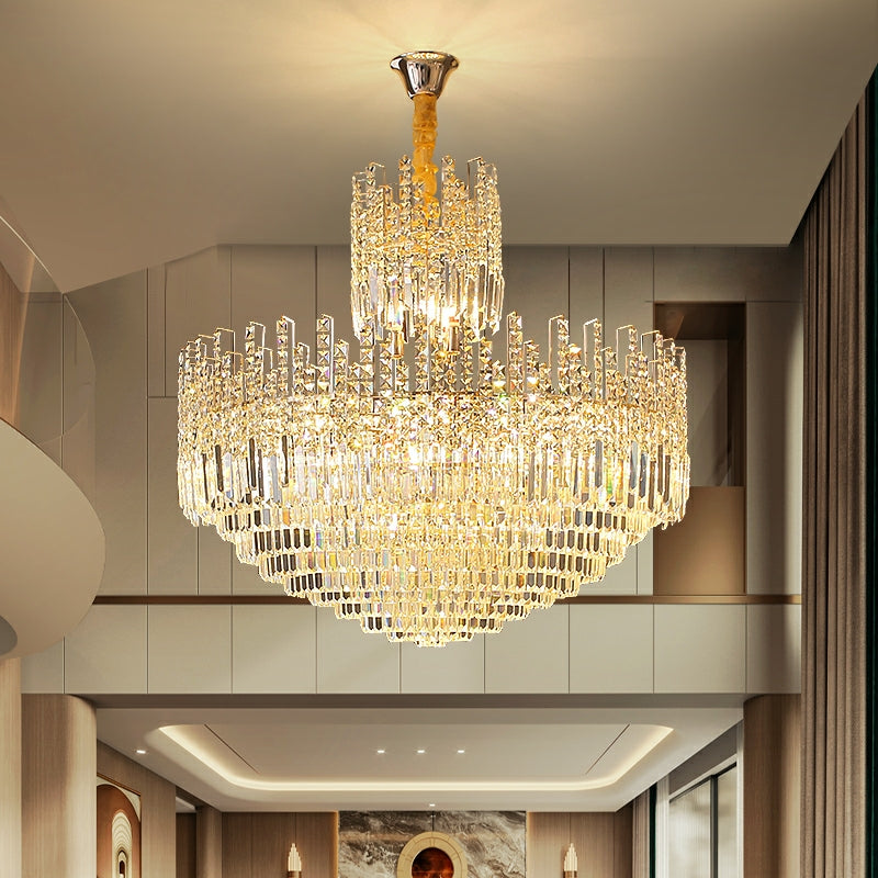 Luxury Hotel Hallway Ceiling Lighting Large Round Crystal Chandelier for Foyer Living Room Staircase