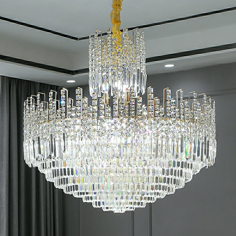 Luxury Hotel Hallway Ceiling Lighting Large Round Crystal Chandelier for Foyer Living Room Staircase