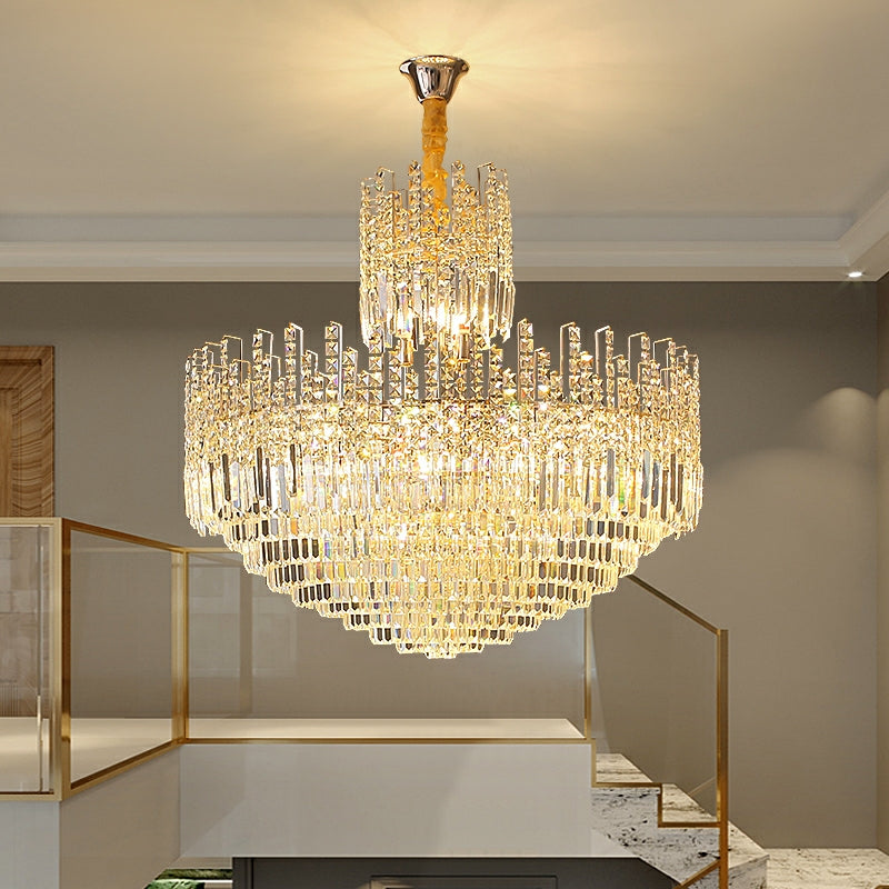 Luxury Hotel Hallway Ceiling Lighting Large Round Crystal Chandelier for Foyer Living Room Staircase