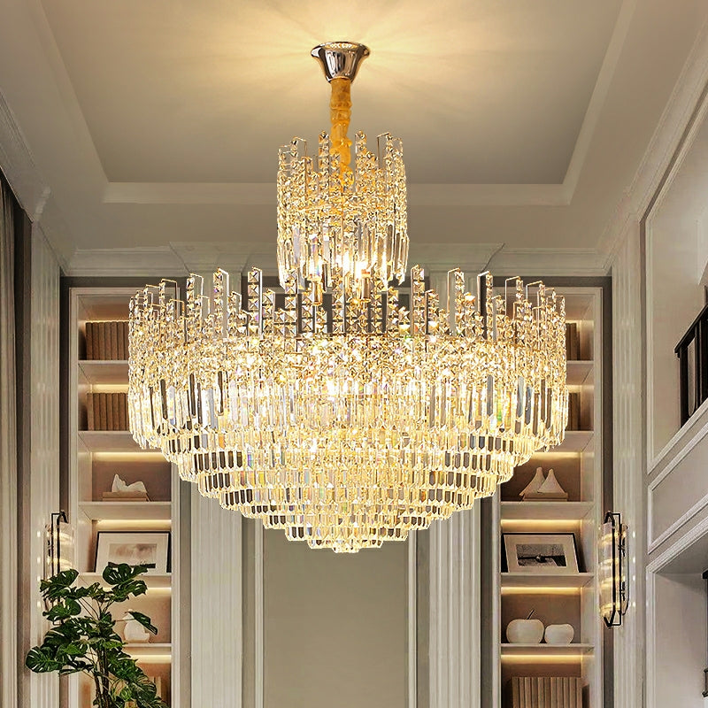Luxury Hotel Hallway Ceiling Lighting Large Round Crystal Chandelier for Foyer Living Room Staircase