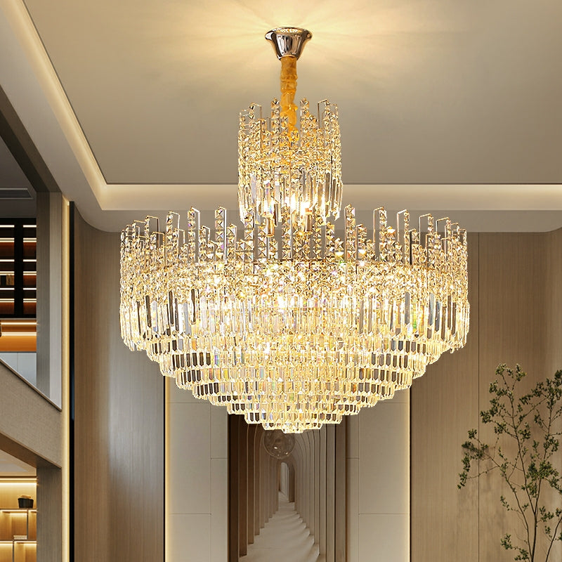 Luxury Hotel Hallway Ceiling Lighting Large Round Crystal Chandelier for Foyer Living Room Staircase