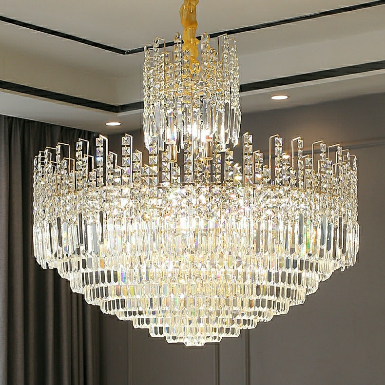 Luxury Hotel Hallway Ceiling Lighting Large Round Crystal Chandelier for Foyer Living Room Staircase