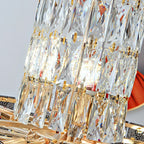 Modern Funnel Crystal and Metal Chandelier with Amber, Gray, and Blue Edges for Low Ceilings