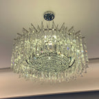 Chrome Silver Stylish Round Crystal Chandelier Modern Ceiling Pendant Light for Living Room / Bedroom