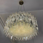 Chrome Silver Stylish Round Crystal Chandelier Modern Ceiling Pendant Light for Living Room / Bedroom