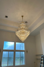 Luxury 3-Layer Round Crystal Chandelier with K9 Crystal and Metal Finish for Living Room and Foyer