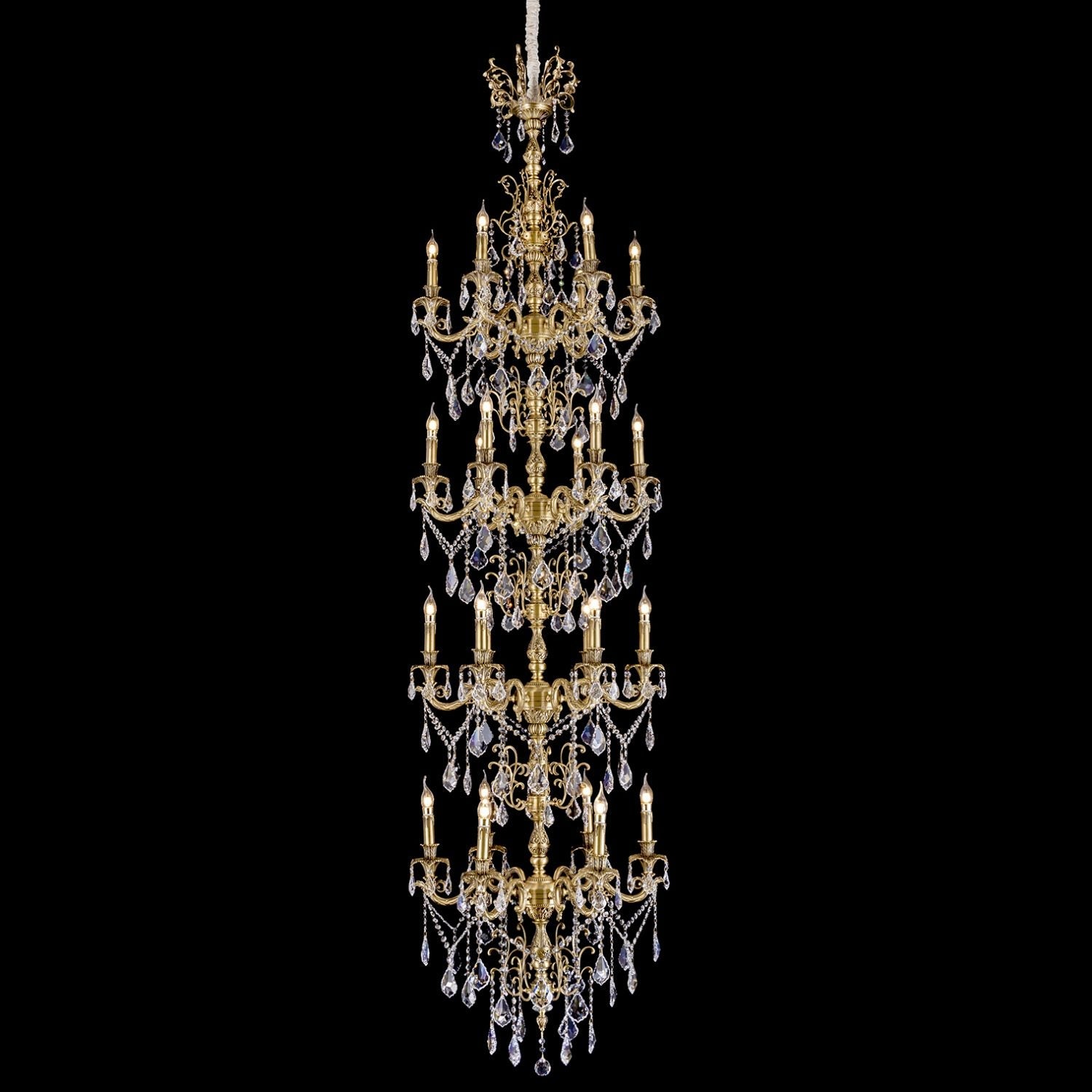 Long Brass Chandelier for Stairwell