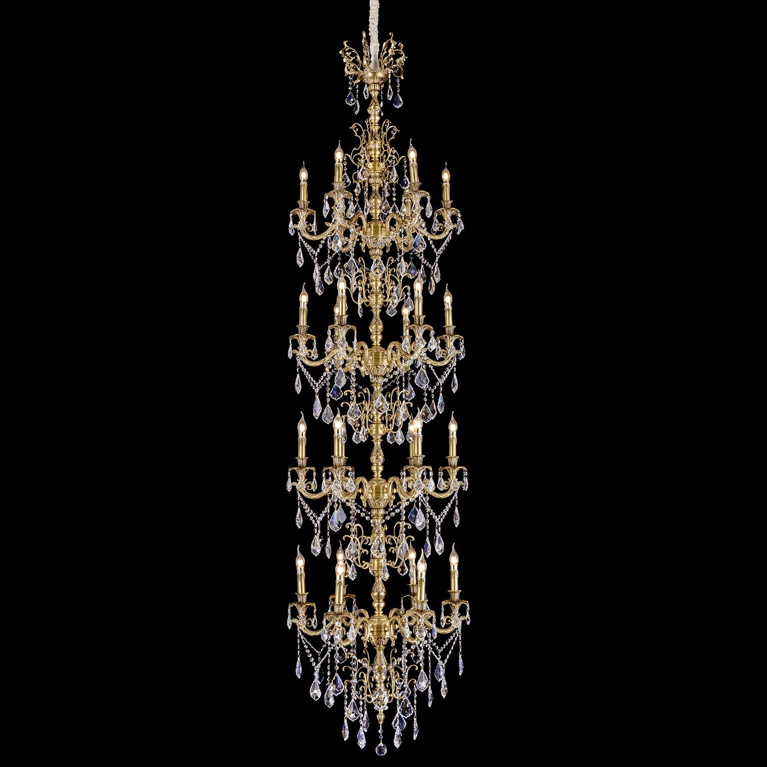 Long Brass Chandelier for Stairwell