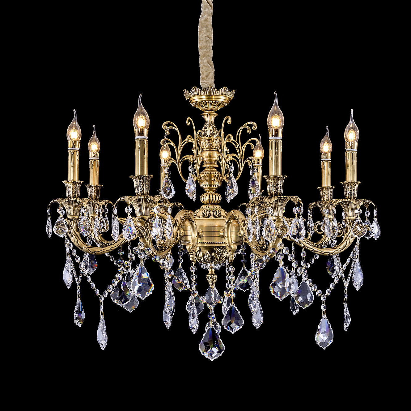 8 Lights Antique Solid Brass Chandelier