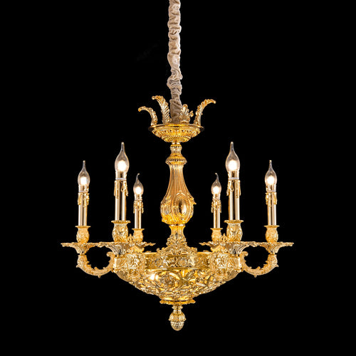 6 Light Brass Chandelier